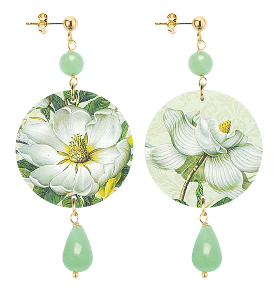 Orecchini Fiore Piccolo Verde Giada - Lebole Maison